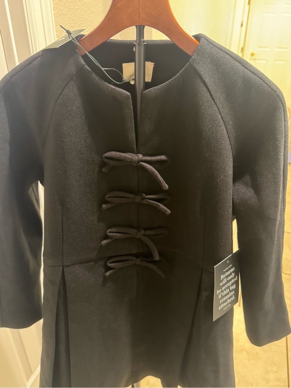 Tuckernuck Blair Black Bow-Accent Coat Dress Size Large - Picture 10 of 10